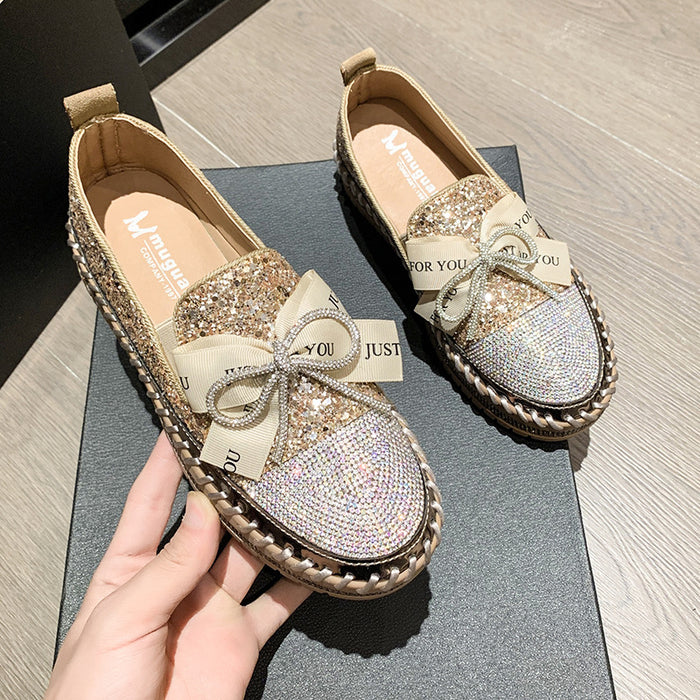 Wholesale 2024 Slip-on Thick Sole Rhinestone Bow Shoes JDC-CSS-FengJing001