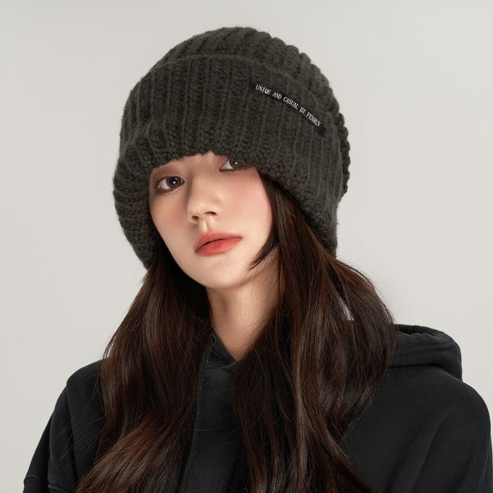 Wholesale large version of coarse wool hat children' s big head circumference loose thick knitted hat face small warm cold hat