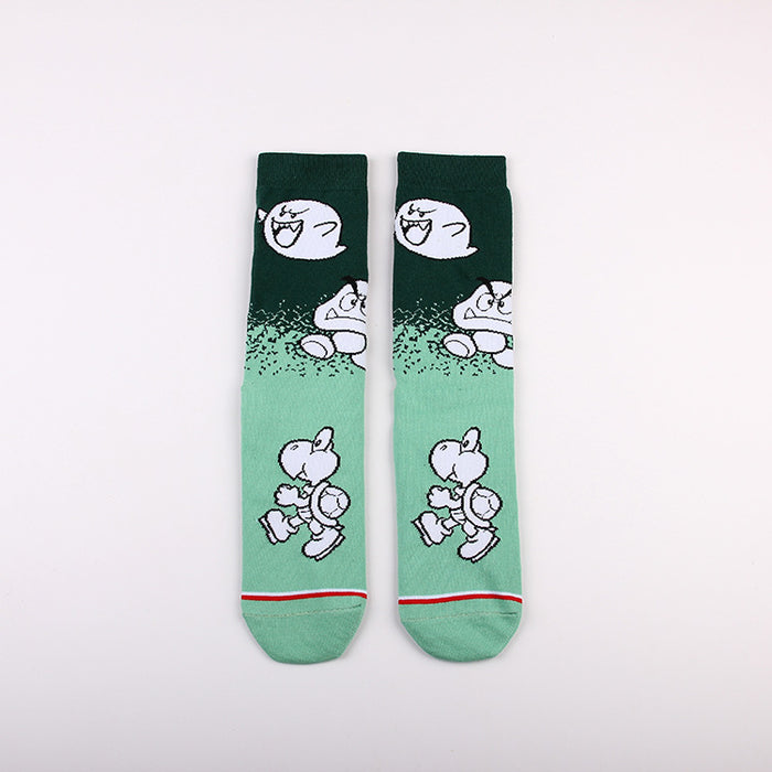 Wholesale Leisure sports jacquard cotton mid tube socks