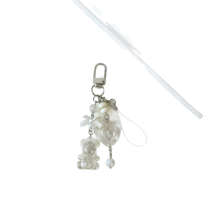Wholesale Laser Bear Keychain Pendant Love Bow Card Chain Mobile Phone Chain