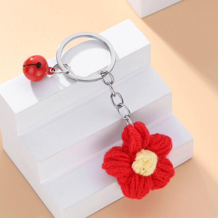 Wholesale Wool Small Red Flower Bell Keychain JDC-KC-RongR014