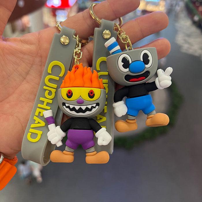 Wholesale cartoon teacups PVC Keychains JDC-KC-MiaoY063