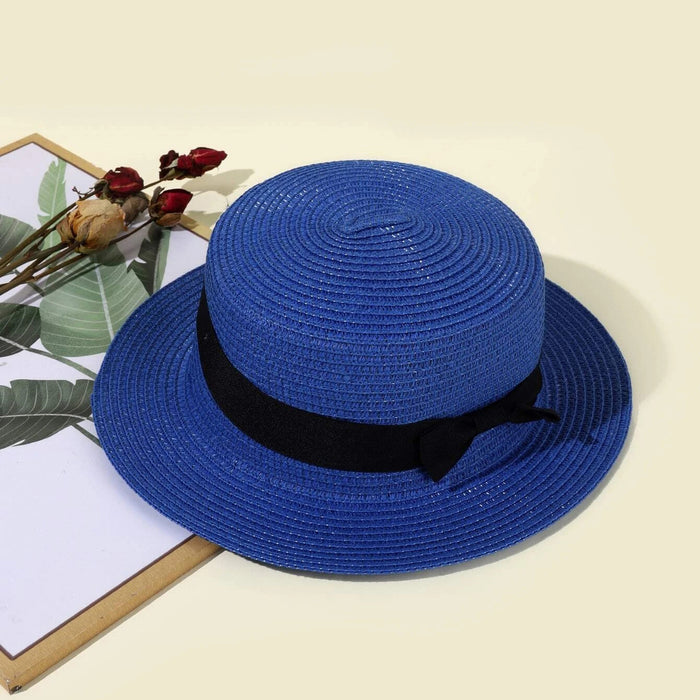 Wholesale Street Vendor Straw Hat Small Chili Pepper Bow Woven Straw Flat Top Hat Beach Hat Women's Summer Sun Hat JDC-SH-TQ001