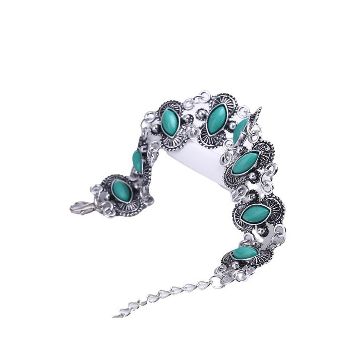 Wholesale Retro Ethnic Turquoise Water Drops Retro Anklet