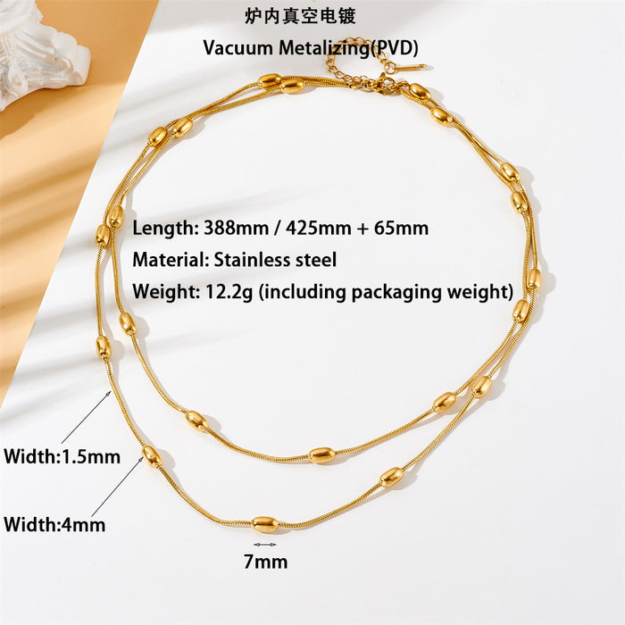 Wholesale 2pcs A luxurious double-layered gold bead snake bone necklace perfect for layering and exuding elegance