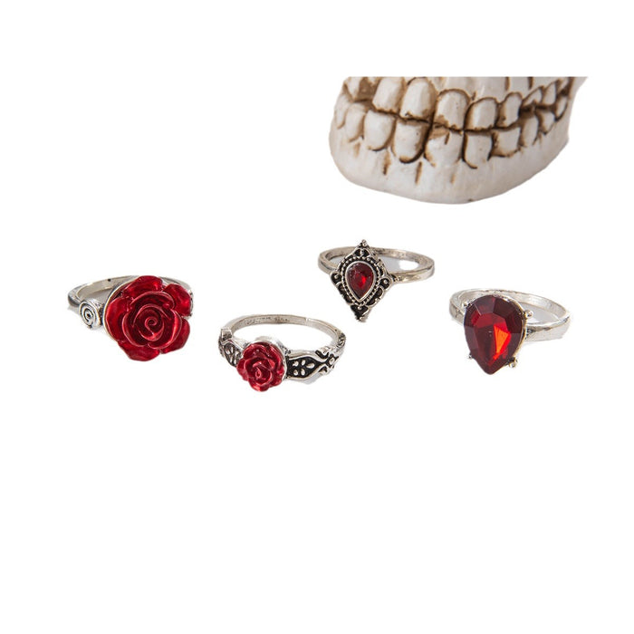 Wholesale Dark Heart 9-Piece Ring Set Punk Style Fashion Jewelry Accessory MOQ≥2