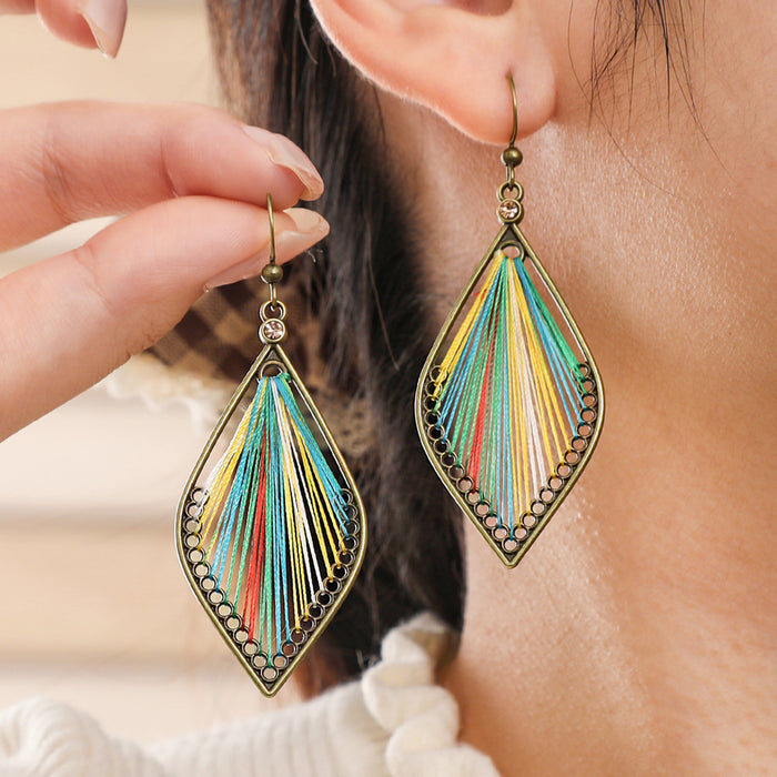 Wholesale 2pcs Bohemian ethnic style colorful large earrings