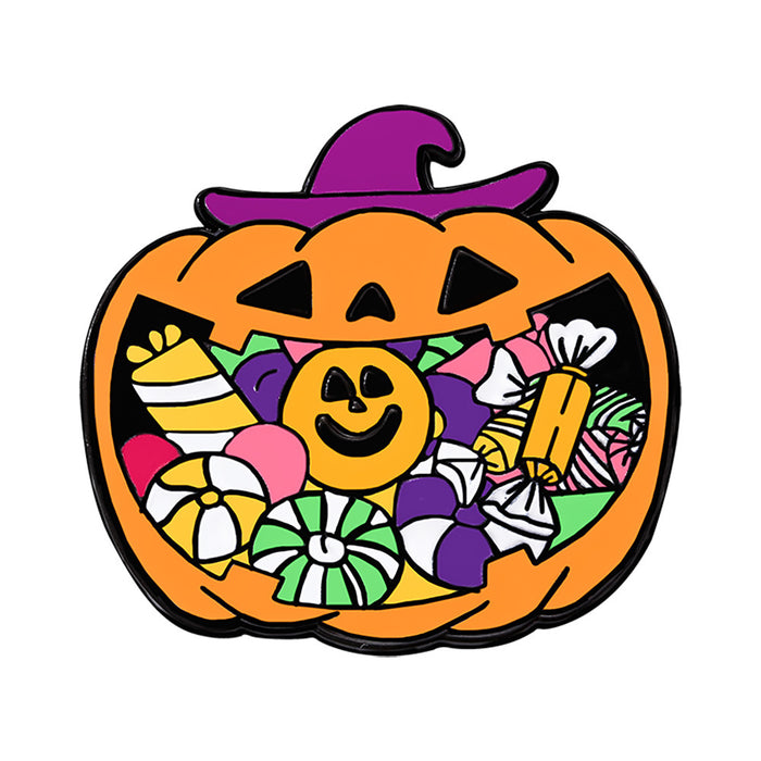 Wholesale  metal badge cute cartoon funny ghost horror pumpkin head brooch pin