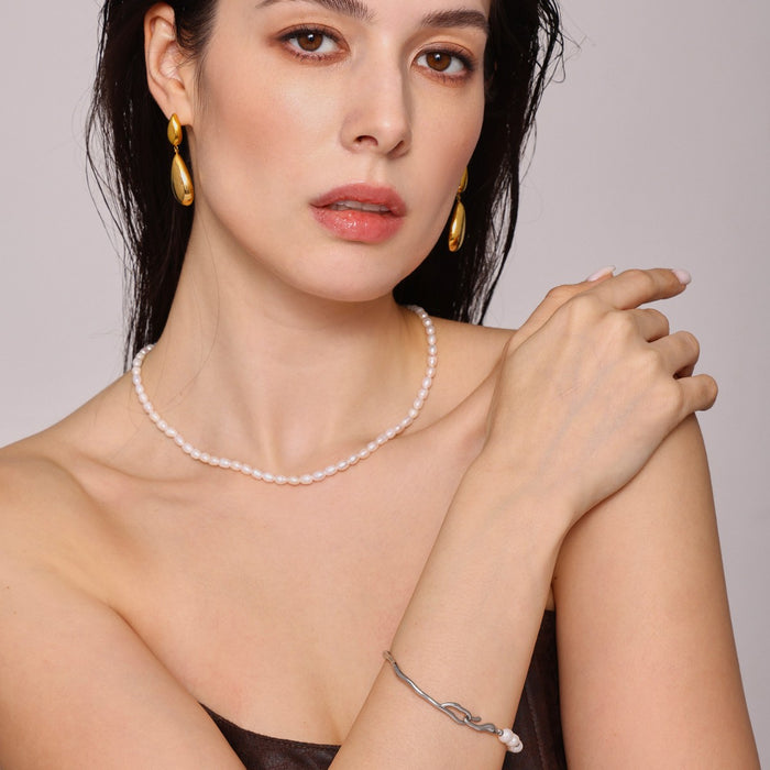 Wholesale Titanium Steel Geometric Pearl Bracelet Fashionable