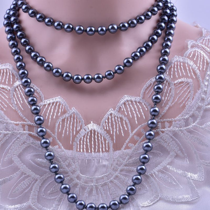 Wholesale  Pearl Necklace Woolen Chain Long Women's All-match Pendant Double Decorations