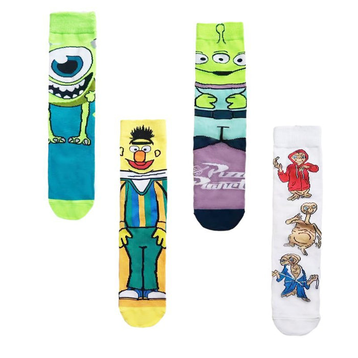 Wholesale Big Eyed Monster Men's Alien Cartoon Cotton Middle Socks JDC-SK-HuiHe042