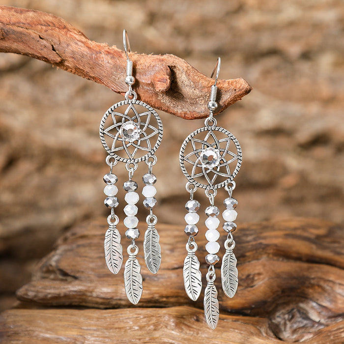 Wholesale 2pcs Bohemian Vintage Flower Tassel Elegant Earrings