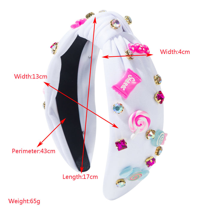 Wholesale Valentine' s Day rhinestone headband with resin candy embellishments