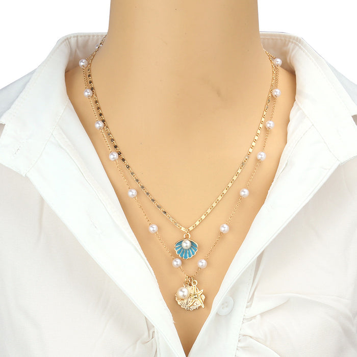 Wholesale Shell Pearl Necklace Set JDC-NE-LaiL003