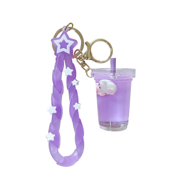 Wholesale Acrylic Jelly Bean Whale Quicksand Bottle Keychain JDC-KC-WoA036