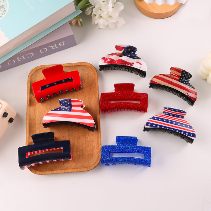 Wholesale Gold Powder Rectangular Clip Striped Star Hair Clips