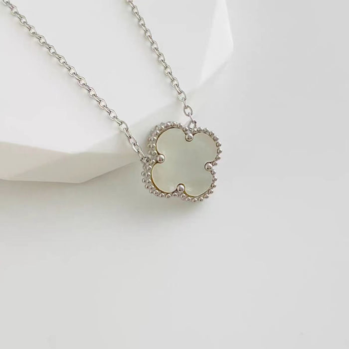 Wholesale Double sided golden clover necklace, light luxury titanium steel, non fading accessory, simple temperament, women's collarbone chain