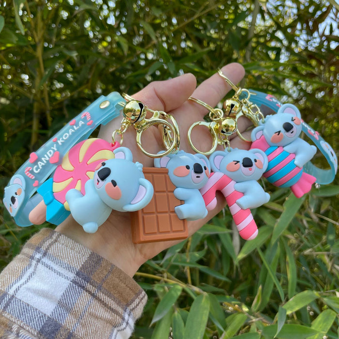 Wholesale Drip glue keychain, koala candy, couple pendant, car keychain, bag decoration, claw doll machine, small gift