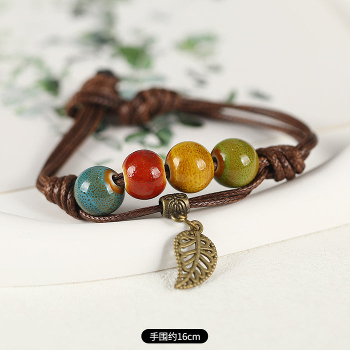 Wholesale Ceramic Flower Braided Bracelet JDC-BT-Luox002