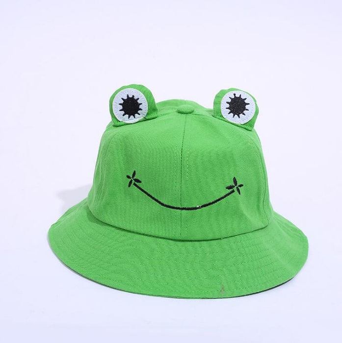 Wholesale  Cartoon Cute Children Adult Frog Fisherman Hat Casual Parent-child Basin Hat Sun Protection Big Eye Hat