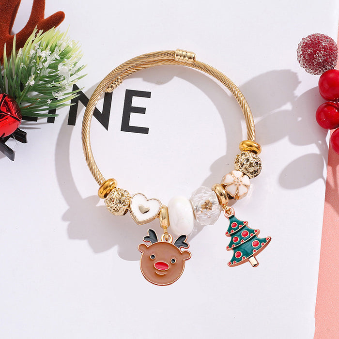 Wholesale Christmas Tree Elk Snowflake Stainless Steel Bracelet Women Jewelry Accessory MOQ≥2