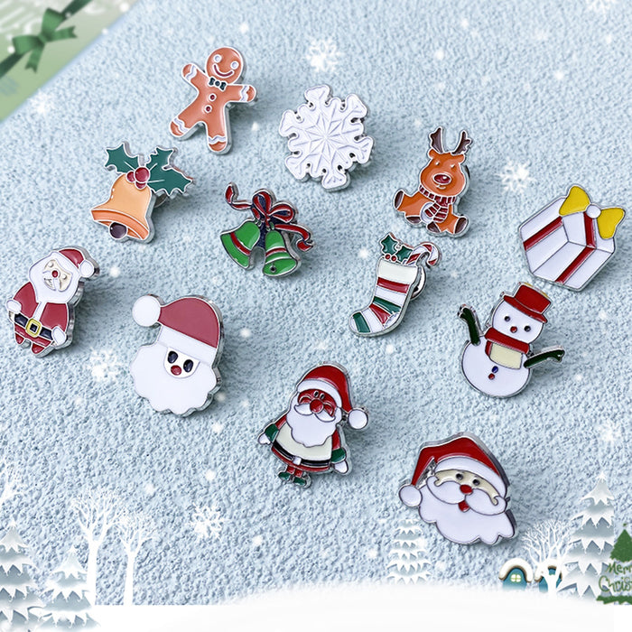 Wholesale Christmas Santa Reindeer Snowman Alloy Brooch Pin Chic Holiday Fashion Accessory MOQ≥2
