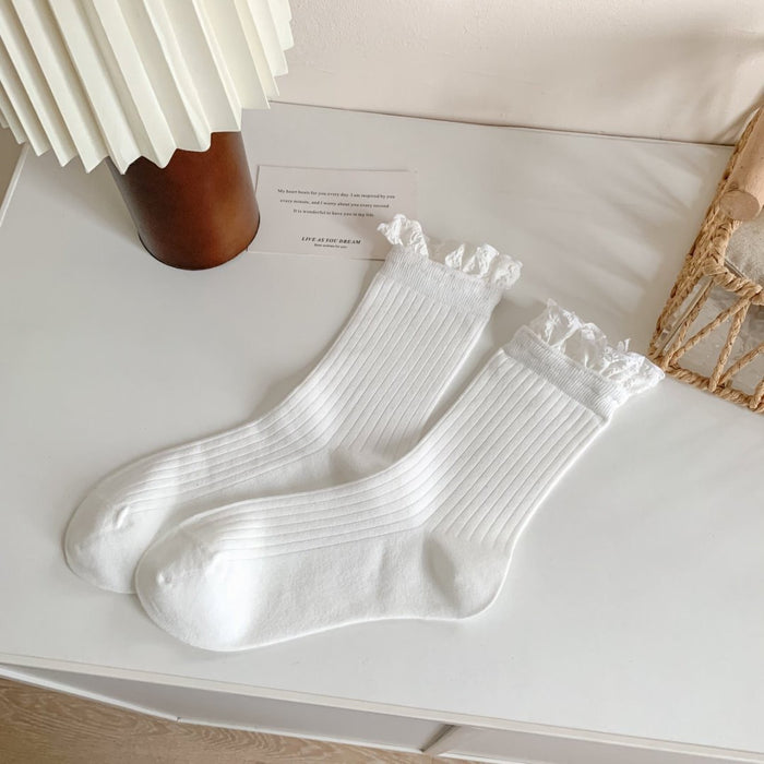 Wholesale Lace retro mid tube socks pile socks
