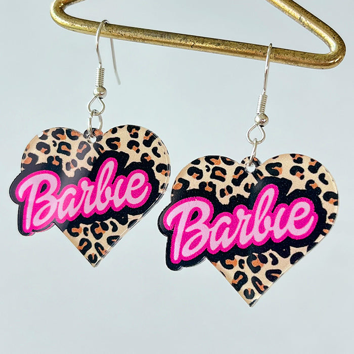 Wholesale 2 Pairs/pack Pink Leopard Print Acrylic Earrings JDC-ES-HeYi103