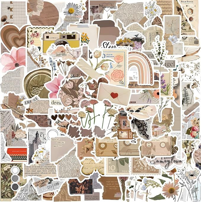 Wholesale 120pcs Vintage stickers waterproof scrapbook aesthetic stickers water bottle brochure stickers