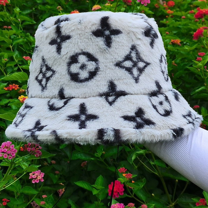 Wholesale winter plush warm fisherman hat with copper coin pattern printing JDC-HT-ShunY002