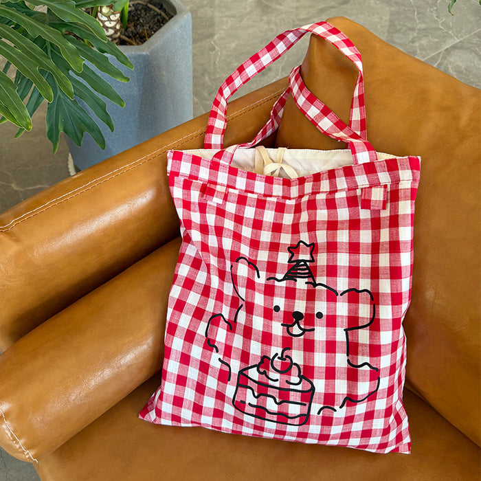 Wholesale Red grid shoulder bag, cute hand-held sail bag, large capacity commuting bag