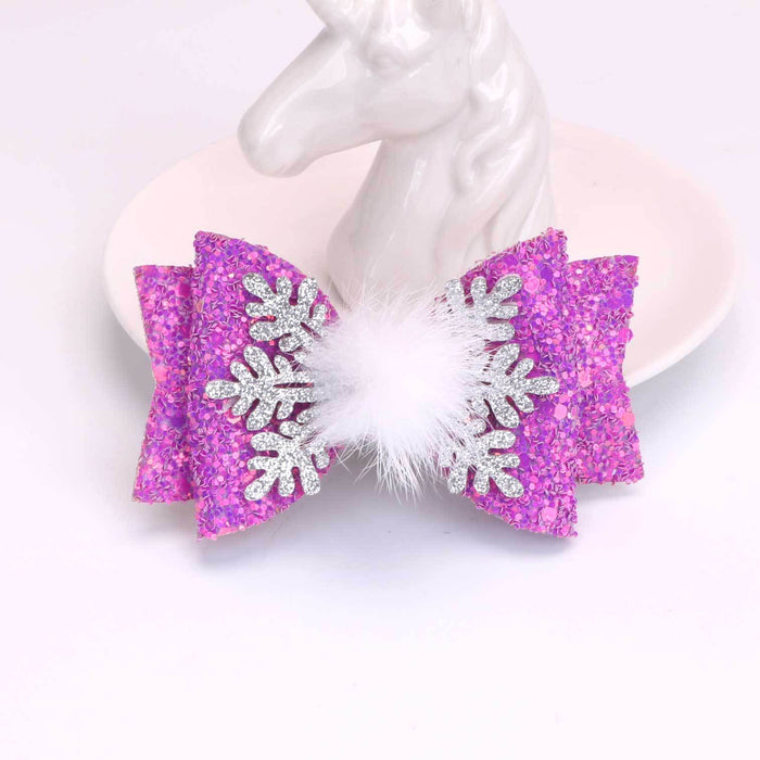 Wholesale Children's Bow Snowflake Sequin Christmas Fabric Hairpin JDC-HC-Bais002