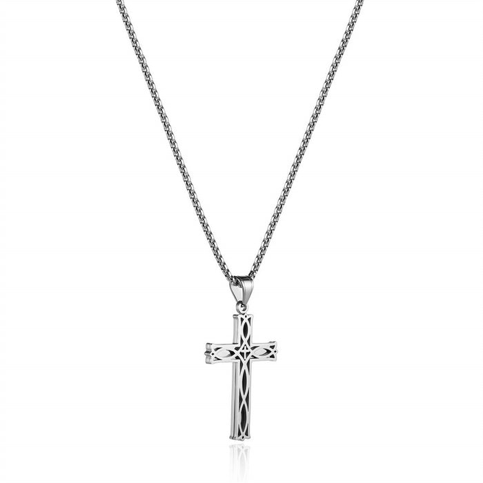 Wholesale Men' s Stainless Steel Celtic Knot Cross Personality All-match Irish Pendant Necklace