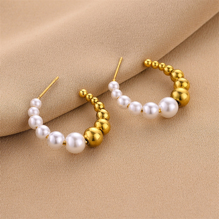 Wholesale Titanium Steel Pearl Earrings JDC-ES-ChengY031