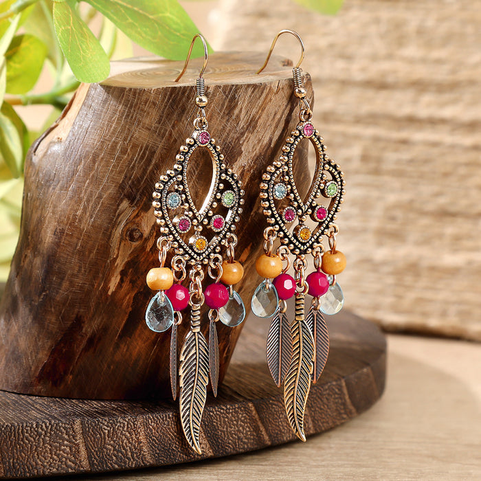 Wholesale Bohemian Tassel Geometric Drop Earrings Electroplated Zinc Alloy Jewelry Accessory MOQ≥2