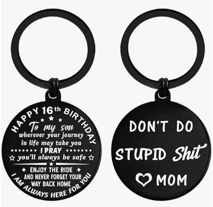 Wholesale Father's Day keychain stainless steel electroplating laser marking engraving