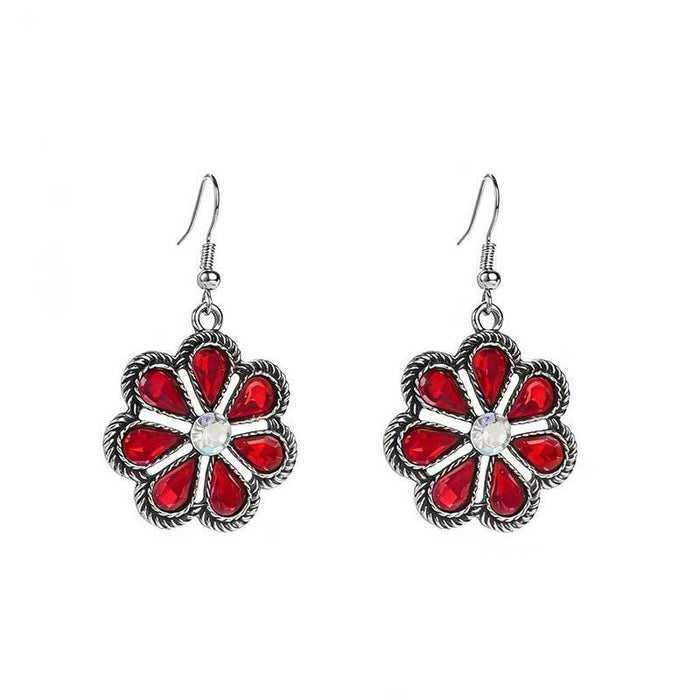 Wholesale Ethnic Style Diamond-Studded Flower Earrings