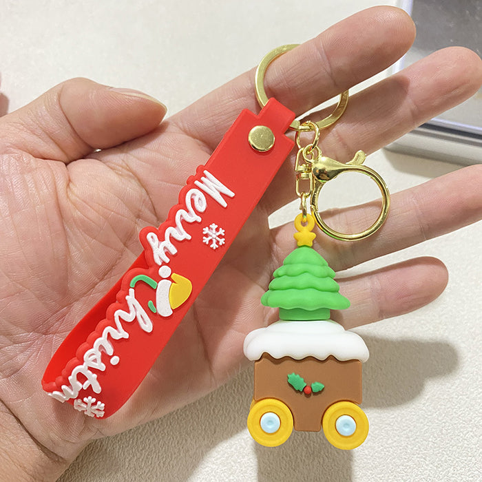 Wholesale Santa Snowman Keychain Car Bag Christmas Snowman Keychain Doll Machine Pendant Small Gift