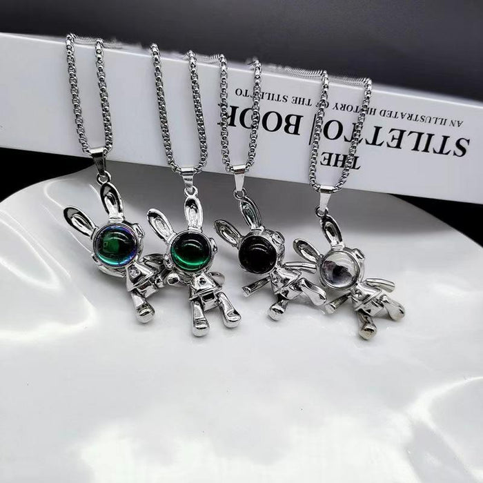 Wholesale Alloy Cat's Eye Mechanical Rabbit Pendant Men's Necklace JDC-NE-DanY005