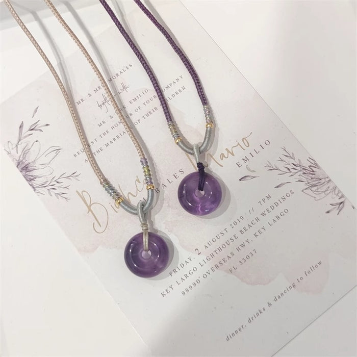 Wholesale Minimalist new necklace, minimalist temperament, purple pendant, collarbone chain