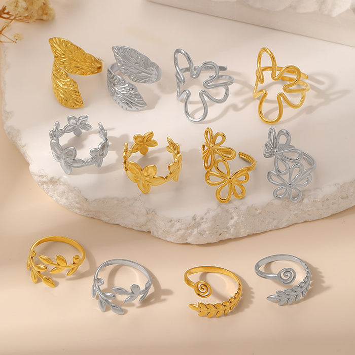 Wholesale Retro Geometric Irregular Textured Stainless Steel Ring