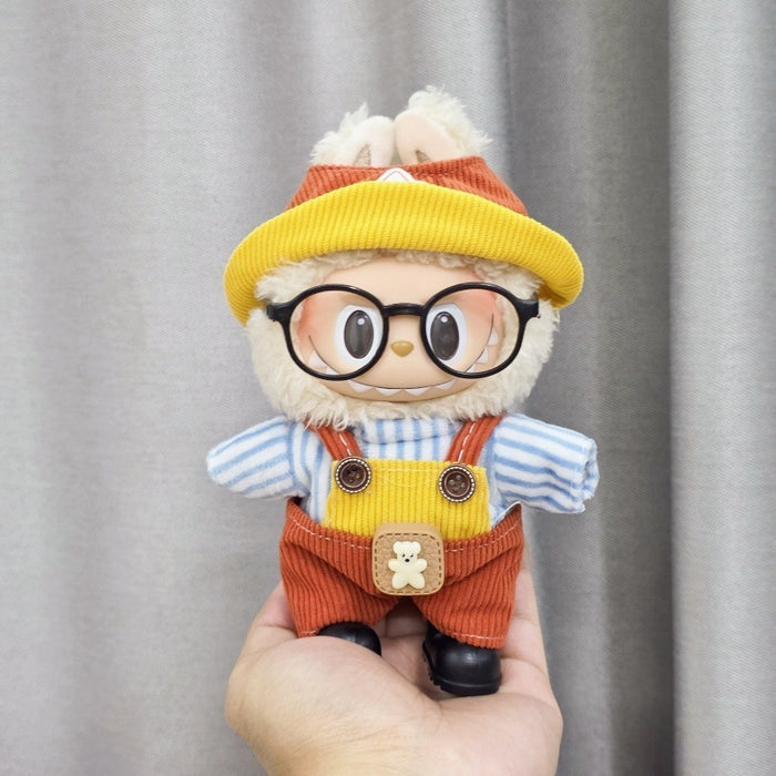 Wholesale Sitting Party Doll Clothes Cola  Vinyl Clothes Fisherman Hat Overalls Set