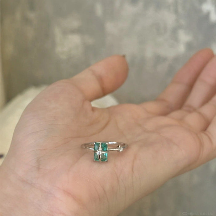 Wholesale Square zircon ring, light luxury temperament, high-end fashion ring