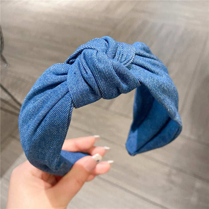 Wholesale Denim Blue Fabric Headband JDC-HD-HonW001