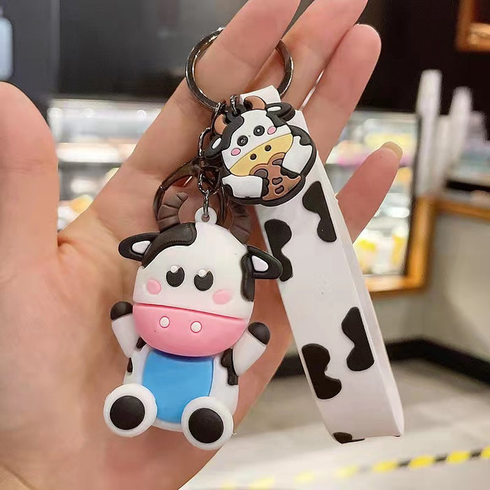 Wholesale Cute Cartoon Cow Doll Keychain Simple Car Doll Keychain Student Couple School Bag Key Pendant