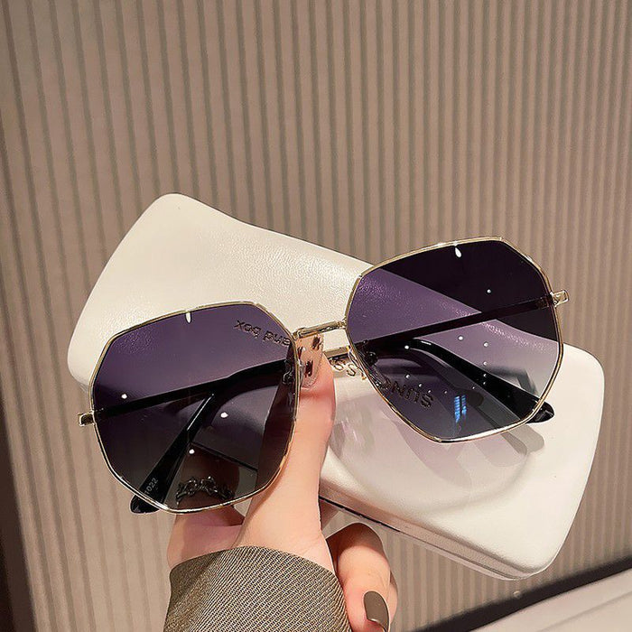 Wholesale Transparent Blue sunglasses polygonal metal driving sunglasses
