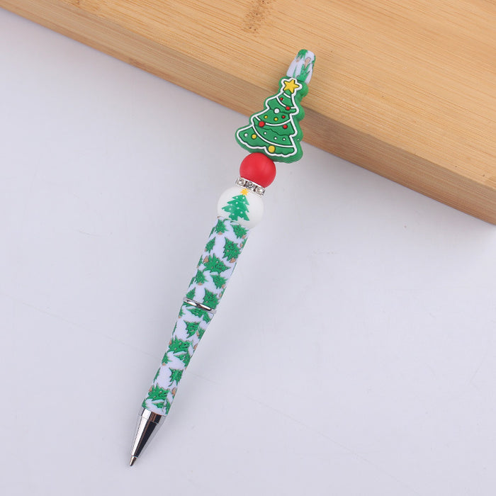 Wholesale Cartoon Christmas Santa Claus Silicone Plastic Bead Pen JDC-PN-GuangTian010