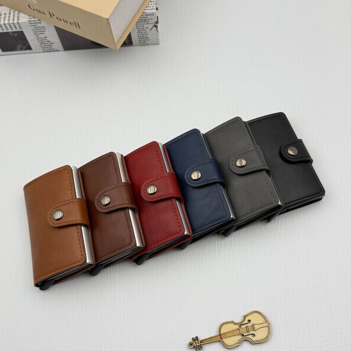 Wholesale RFID Blocking Card Wallet Solid Black PU Leather Everyday Use Gift Boutique Resale MOQ≥2