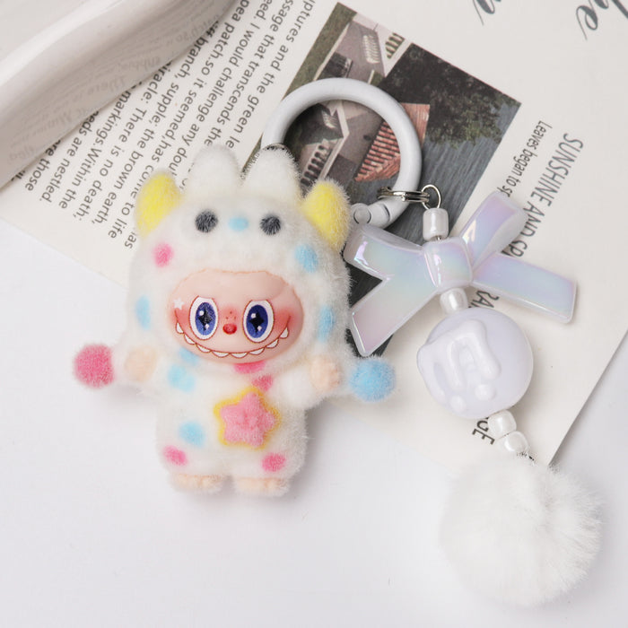 Wholesale Cute flocked polka dot doll keychain