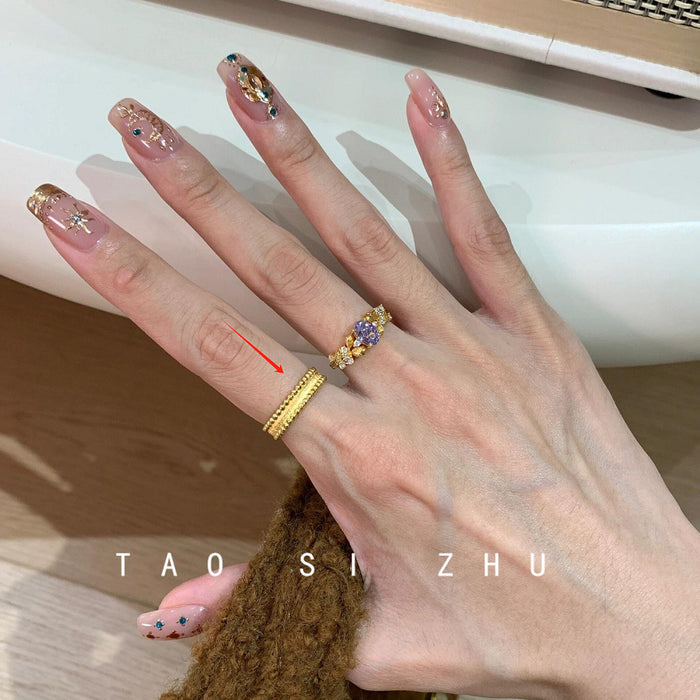 Wholesale vintage middle ancient bauhinia all over the sky star light luxury high sense open ring ring ring